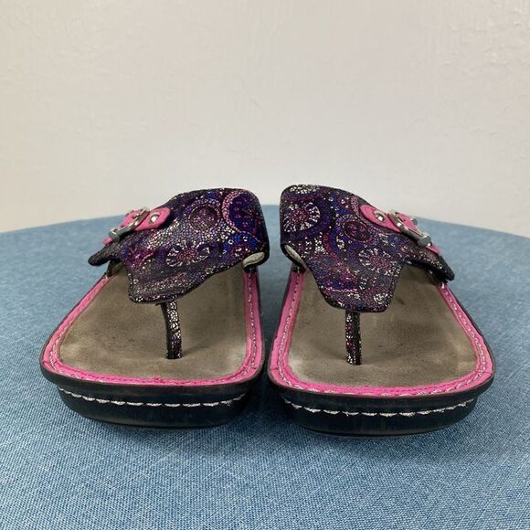 Alegria Vanessa Spiro Purple Geometric Shapes Leather Sandals size 8 - Picture 2 of 10